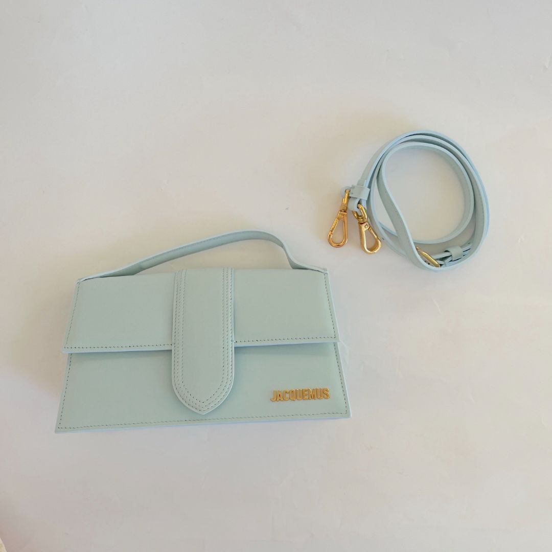 Jacquemus Le Bambino light blue leather shoulder bag