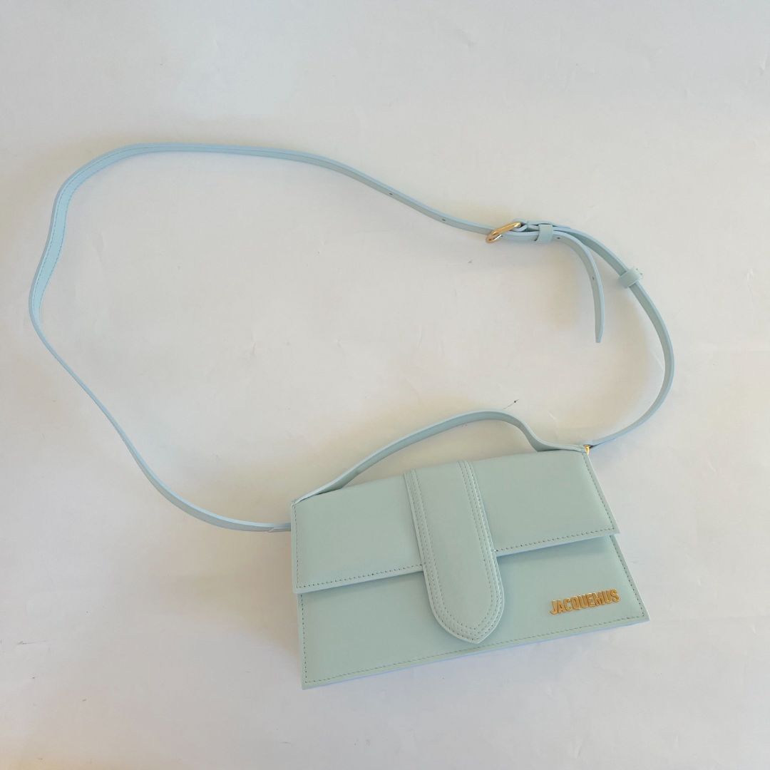 Jacquemus Le Bambino light blue leather shoulder bag