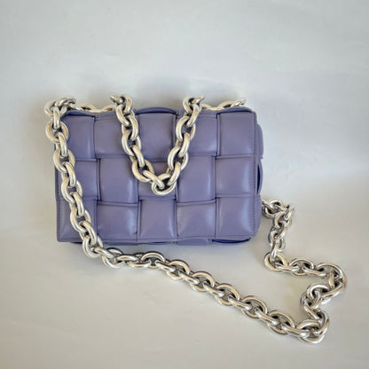 Bottega Veneta Purple Intrecciato Leather Cassette Padded Chain Bag