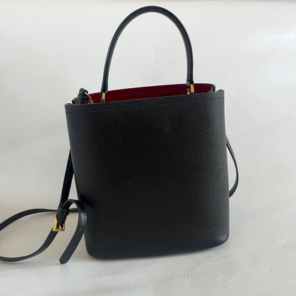 Prada Black Saffiano Leather Panier Top Handle Bag