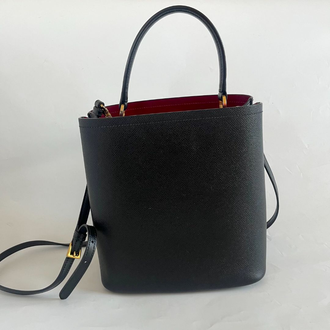 Prada Black Saffiano Leather Panier Top Handle Bag