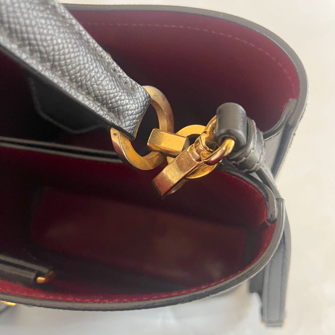 Prada Black Saffiano Leather Panier Top Handle Bag