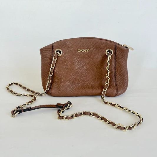 DKNY Brown Leather Chain Satchel
