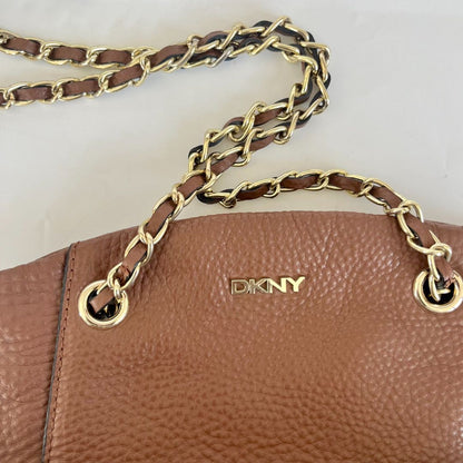 DKNY Brown Leather Chain Satchel