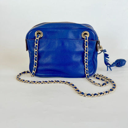 Tory Burch Blue Leather Camera Crossbody Bag
