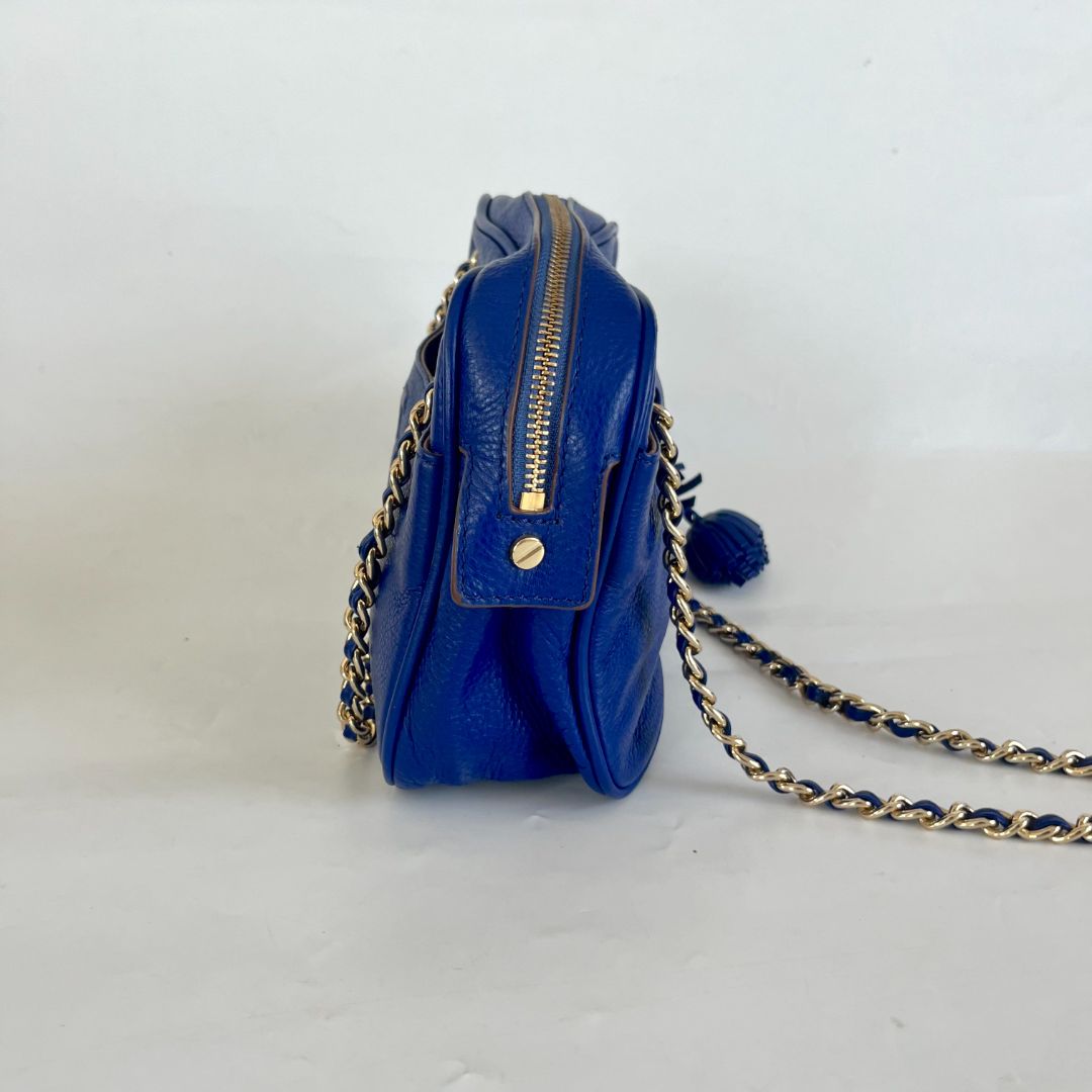 Tory Burch Blue Leather Camera Crossbody Bag