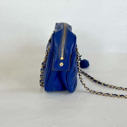 Tory Burch Blue Leather Camera Crossbody Bag