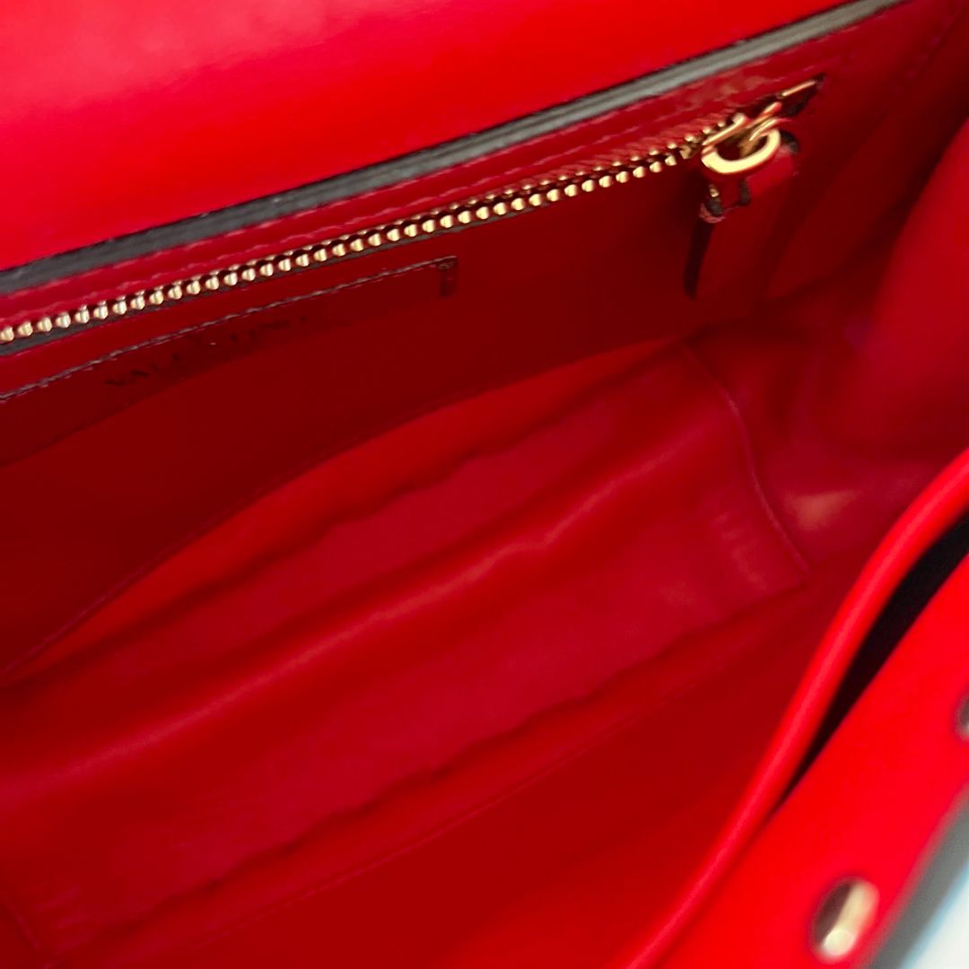 Valentino Red Quilted Leather Medium Rockstud Spike Chain Bag