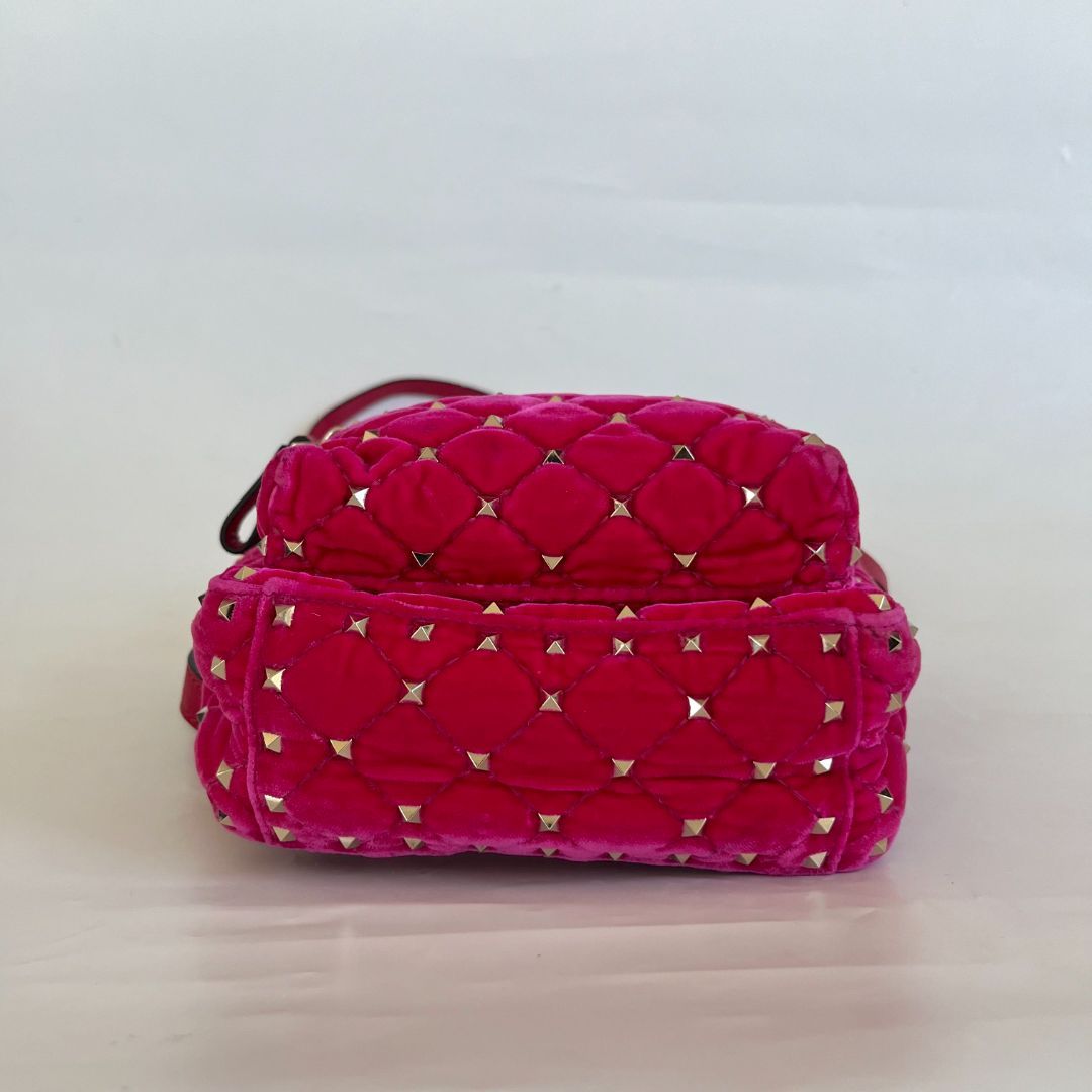 Valentino Pink Velvet Rockstud Backbag