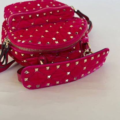 Valentino Pink Velvet Rockstud Backbag