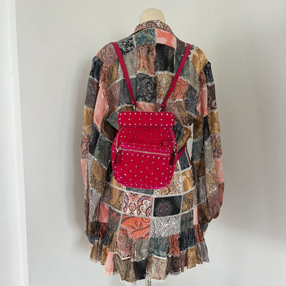 Valentino Pink Velvet Rockstud Backbag