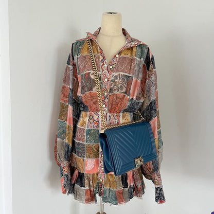 Chanel blue chevron quilted new medium le boy bag