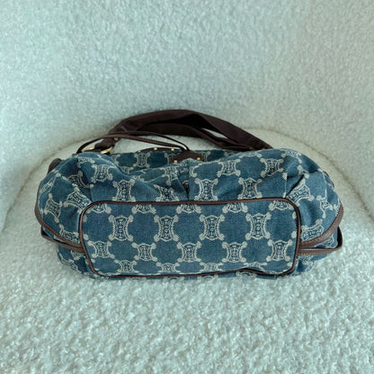 Celine Blue Macadam Denim and Leather Hobo
