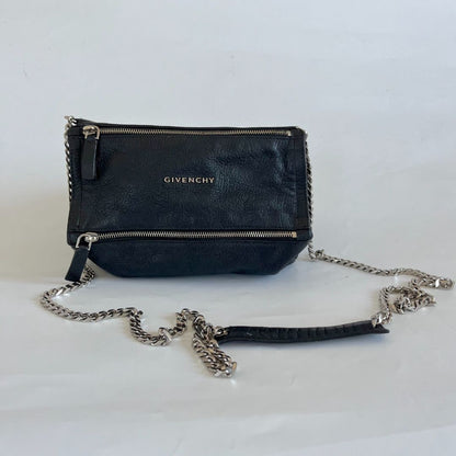 Givenchy Black Textured Leather Mini Pandora Box Bag