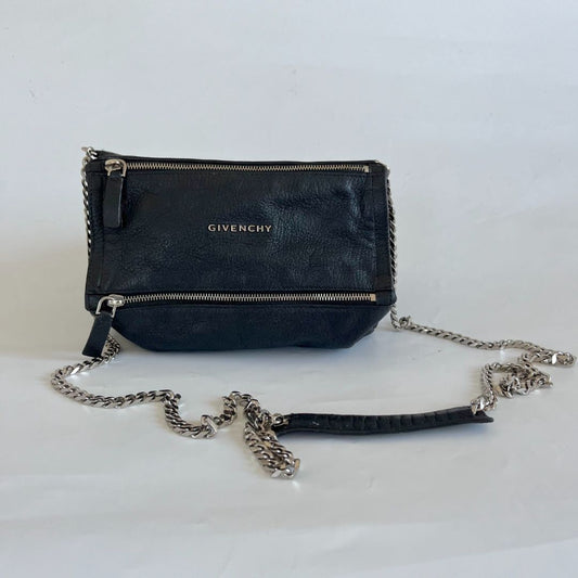 Givenchy Black Textured Leather Mini Pandora Box Bag