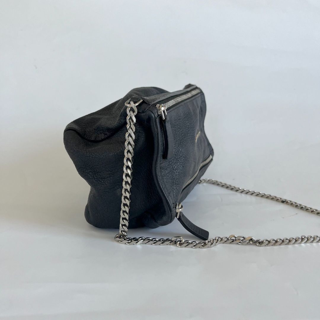 Givenchy Black Textured Leather Mini Pandora Box Bag