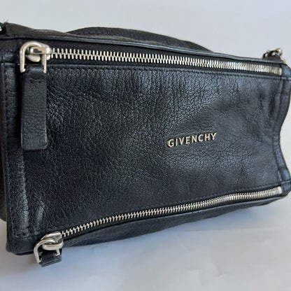 Givenchy Black Textured Leather Mini Pandora Box Bag