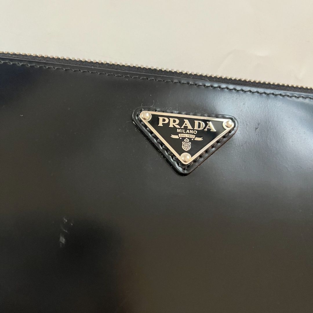 Prada black zip pouch