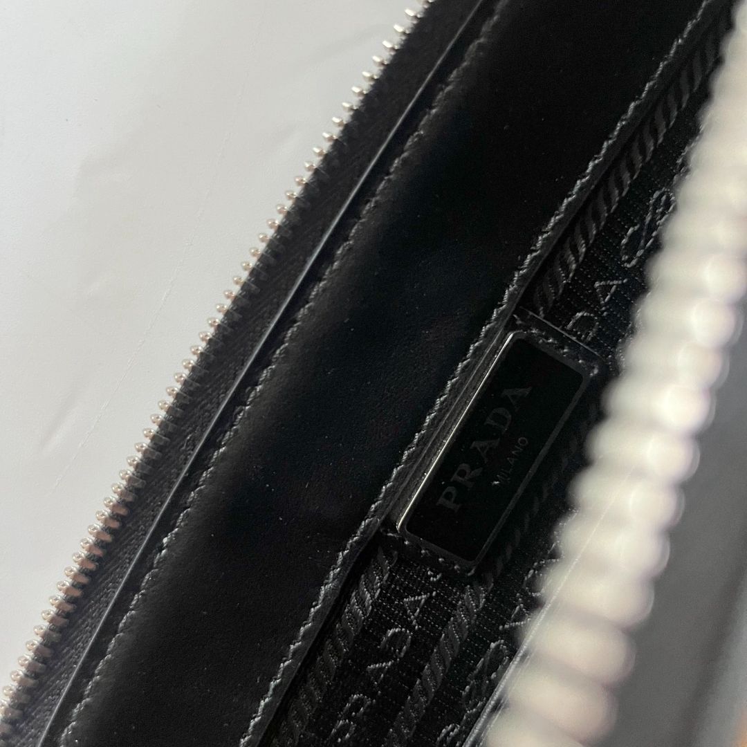 Prada black zip pouch