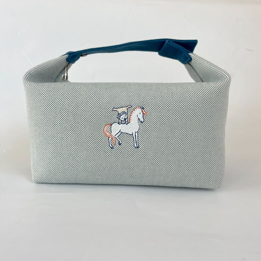 Hermès Bride-a-Brac Toile cotton Bleu Nattier Lare GM Bag