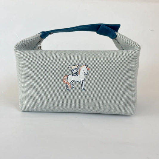 Hermès Bride-a-Brac Toile cotton Bleu Nattier Lare GM Bag