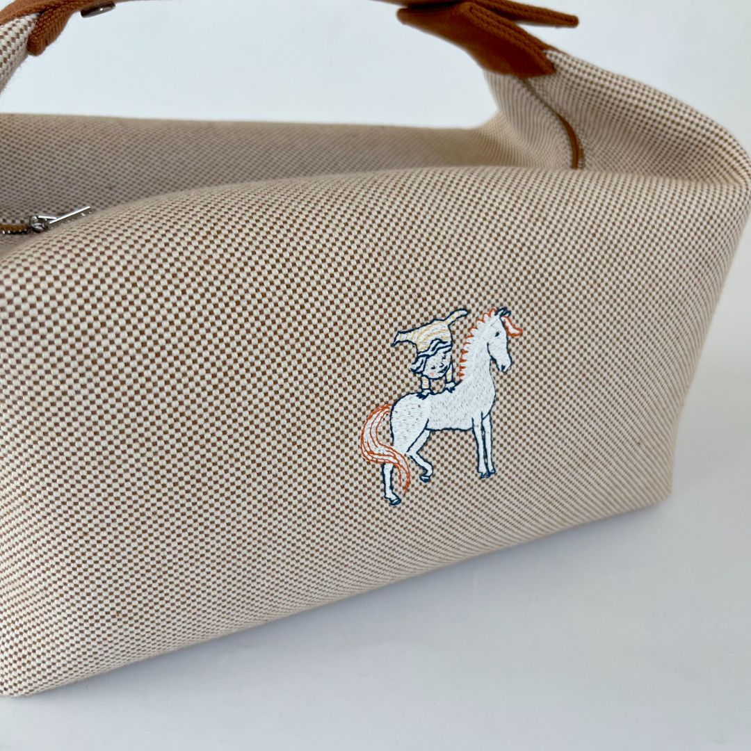 Hermès Bride-a-Brac GM Toile H cotton Natural  pouch hand bag