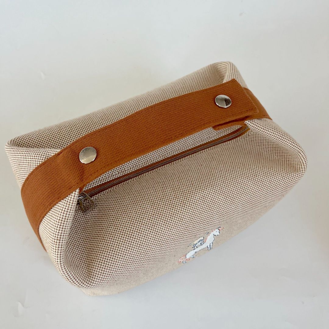 Hermès Bride-a-Brac GM Toile H cotton Natural  pouch hand bag