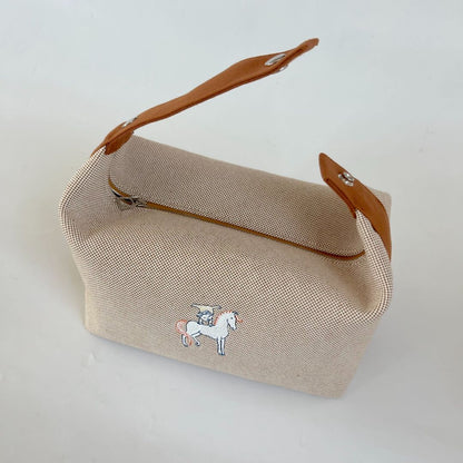 Hermès Bride-a-Brac GM Toile H cotton Natural  pouch hand bag