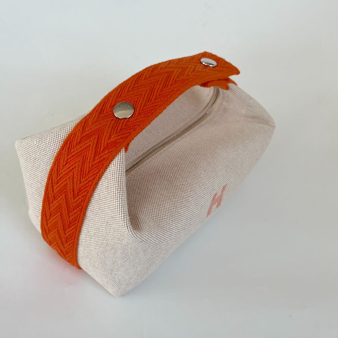 Hermes Trousse de Toilette Bride a Brac Small Model Natural / Orange PM Bag