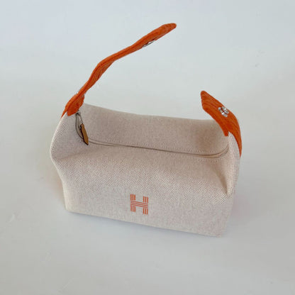 Hermes Trousse de Toilette Bride a Brac Small Model Natural / Orange PM Bag