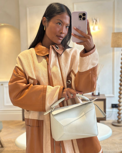 Loewe White Small Puzzle Edge Bag in Grained Calfskin Leather with Silver Hardware RRP £2,550