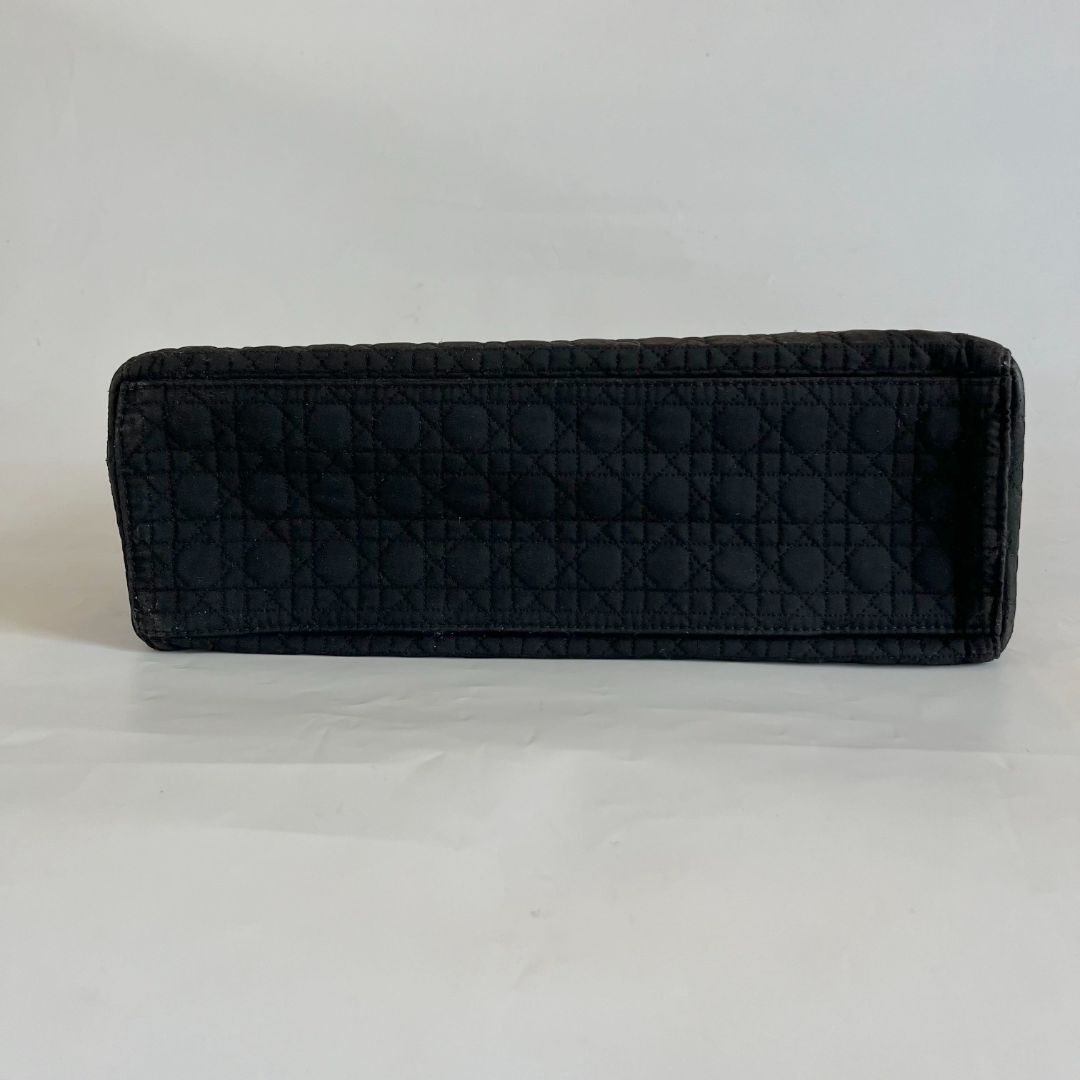 Dior Black Canvas Vintage Lady Dior Tote bag with Gold Hardware