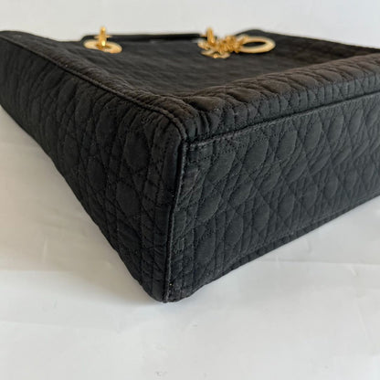 Dior Black Canvas Vintage Lady Dior Tote bag with Gold Hardware