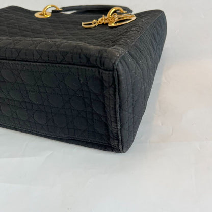 Dior Black Canvas Vintage Lady Dior Tote bag with Gold Hardware