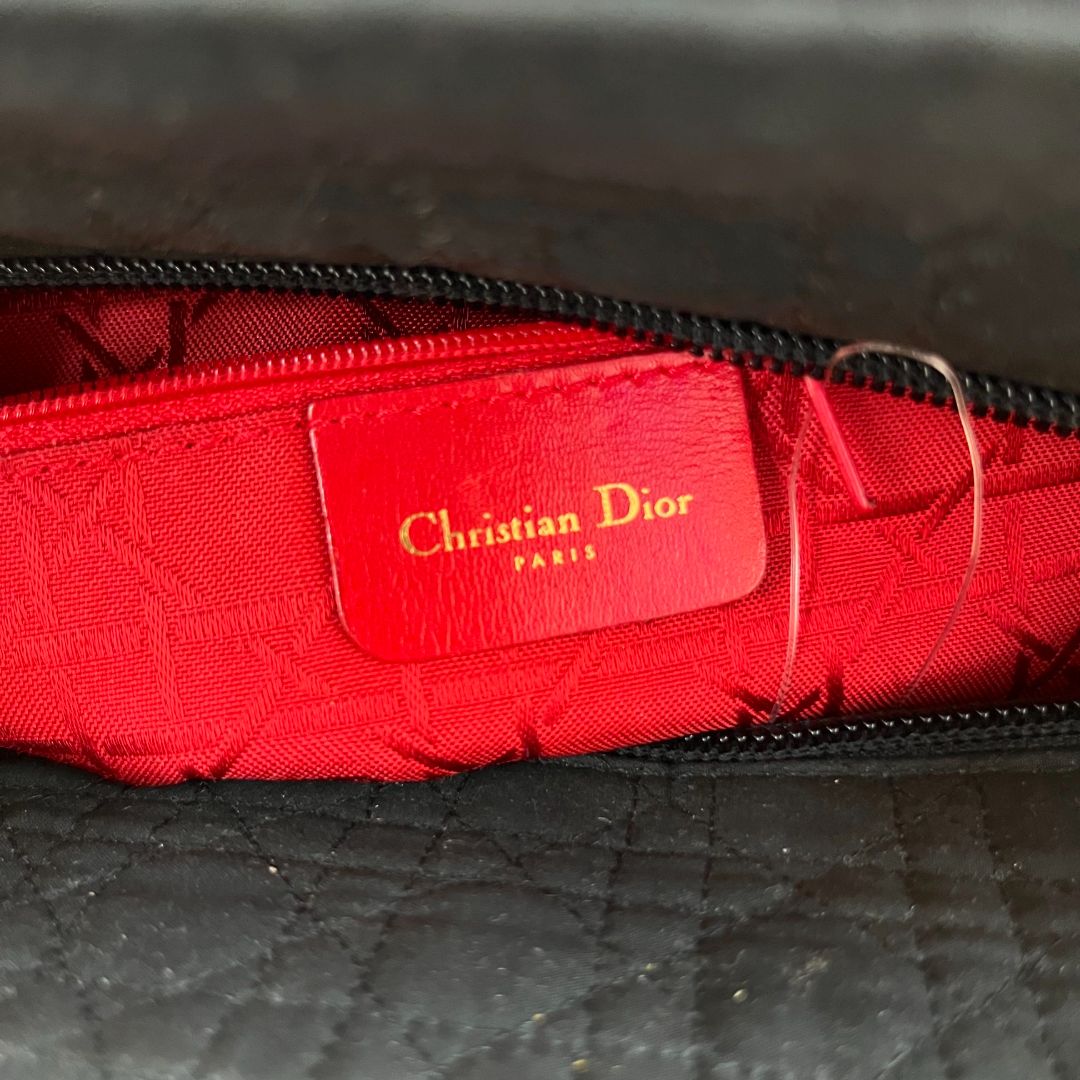 Dior Black Canvas Vintage Lady Dior Tote bag with Gold Hardware