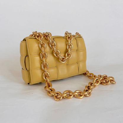 Bottega Veneta Yellow Intrecciato Leather Cassette Padded Chain Bag