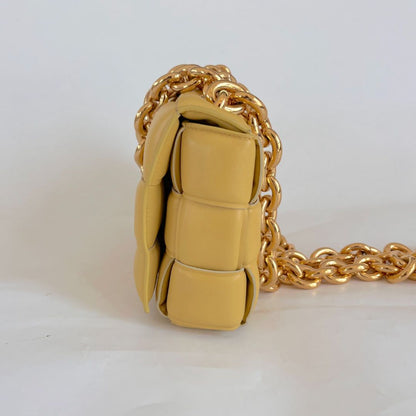 Bottega Veneta Yellow Intrecciato Leather Cassette Padded Chain Bag