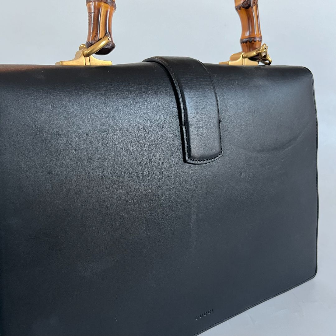 Gucci Dionysus Bamboo Black Leather Handbag