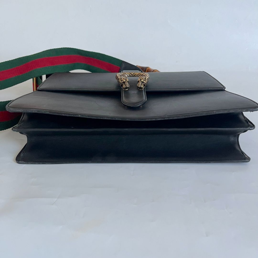 Gucci Dionysus Bamboo Black Leather Handbag