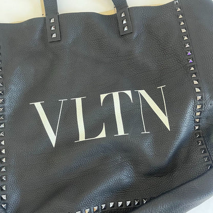 Valentino Black and White Large Reversible Tote VLTN Bag