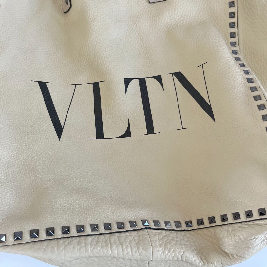 Valentino Black and White Large Reversible Tote VLTN Bag