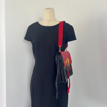 Valentino Black/ Red Leather VRing Flap Shoulder Bag