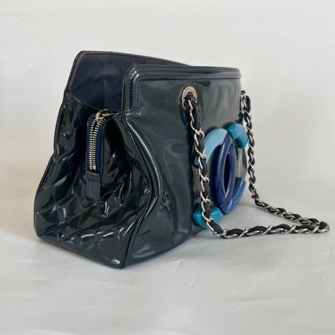 Chanel Navy Blue CC Lipstick Tote Bag