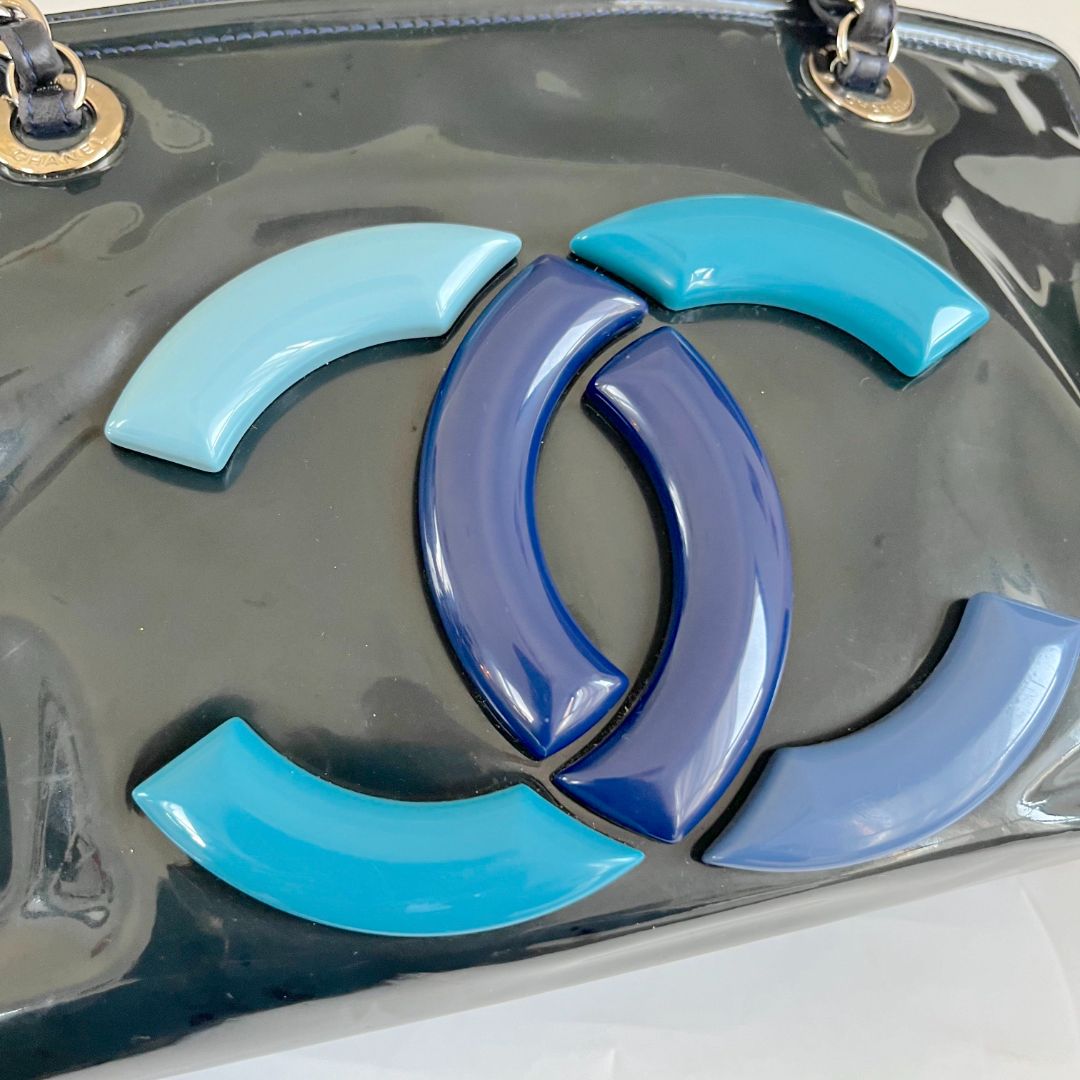 Chanel Navy Blue CC Lipstick Tote Bag