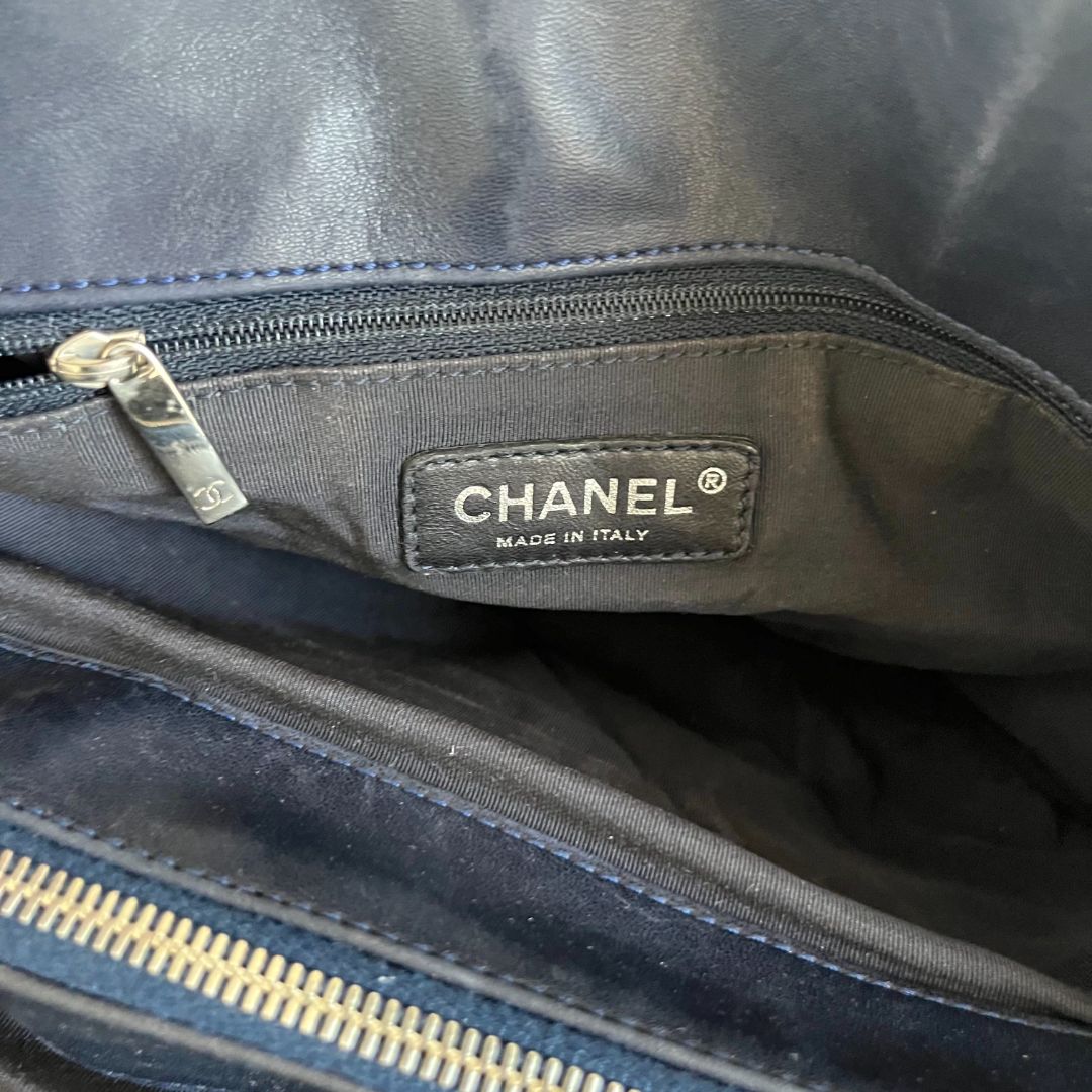 Chanel Navy Blue CC Lipstick Tote Bag