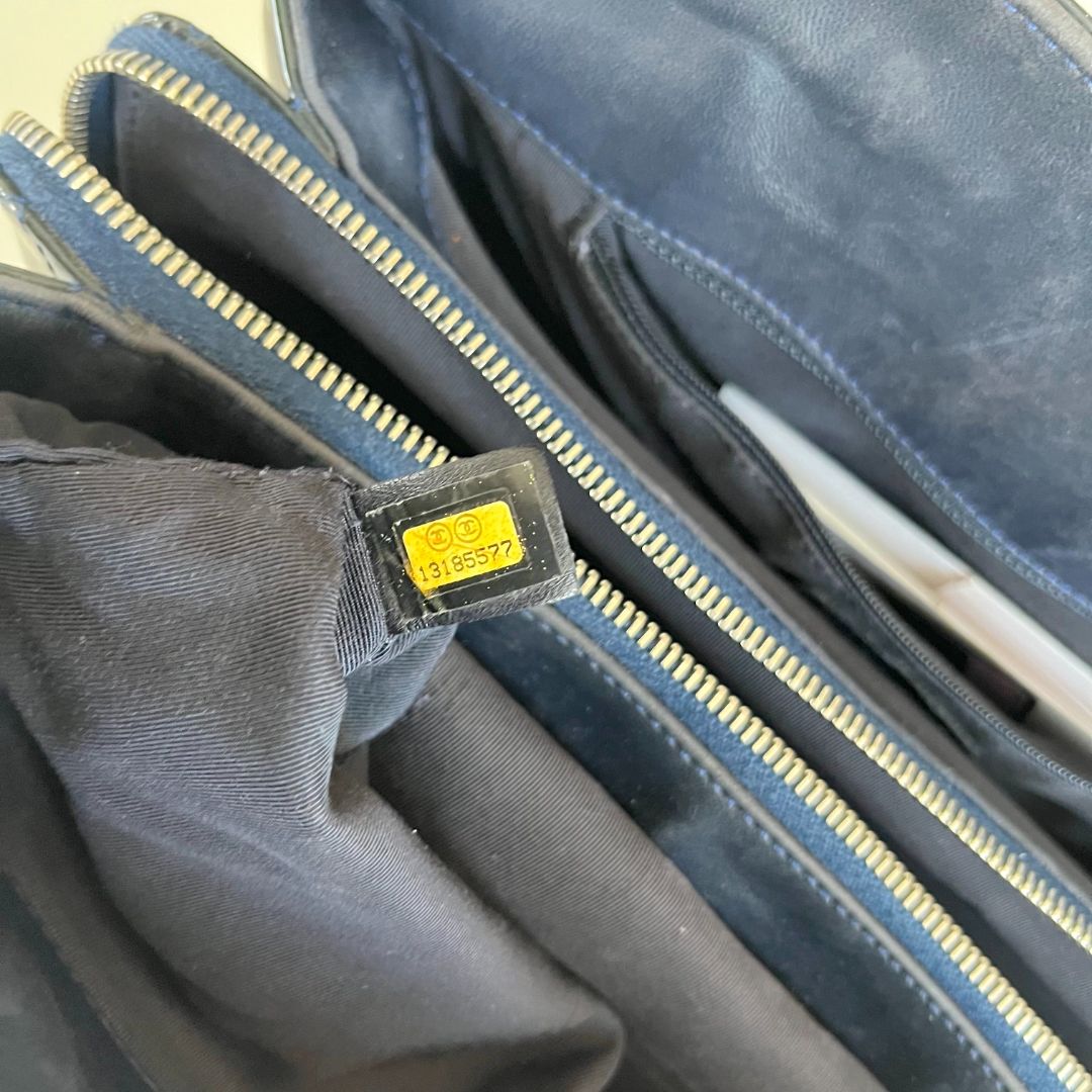 Chanel Navy Blue CC Lipstick Tote Bag