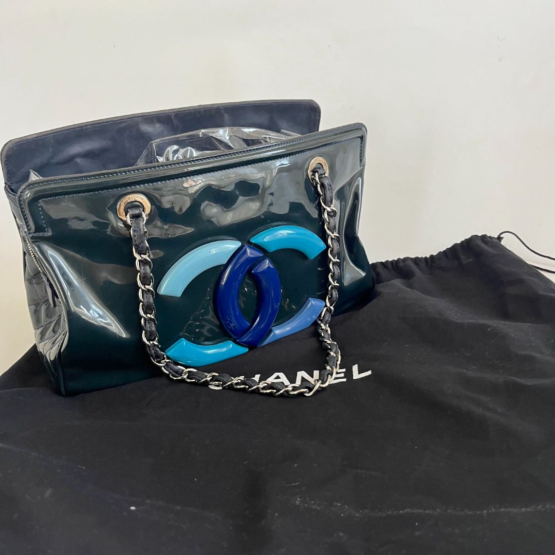 Chanel Navy Blue CC Lipstick Tote Bag