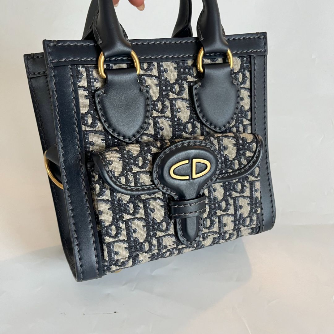Christian Dior Oblique Mini Tote Bag Blue