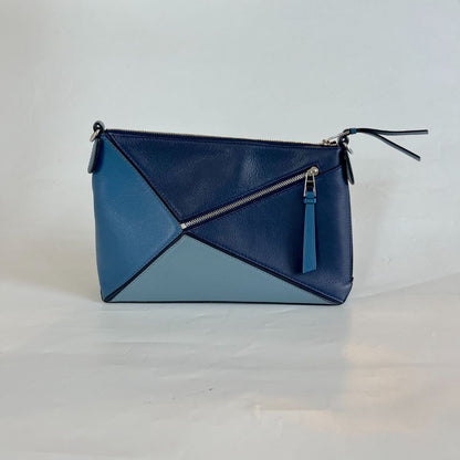 Loewe Multi Tone Blue Leather Mini Puzzle Pochette Bag