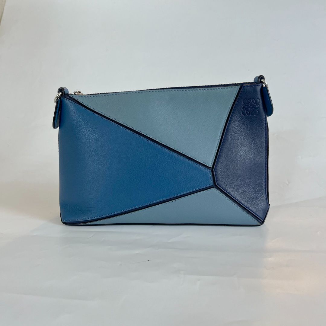 Loewe Multi Tone Blue Leather Mini Puzzle Pochette Bag